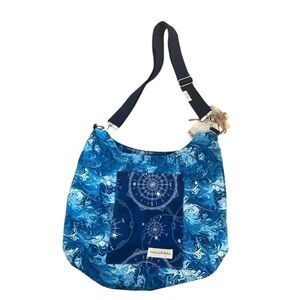 Maggie Bags Canvas Reversible Blue Messenger Tote Bag NWT Sustainable Handmade